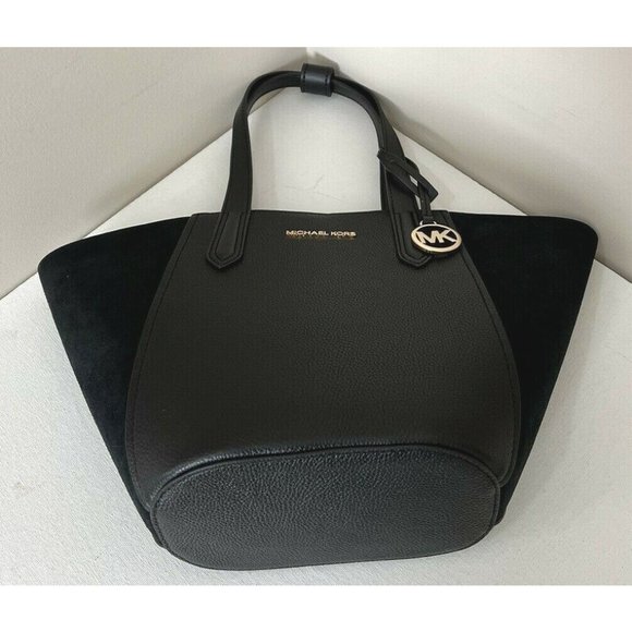 New Michael Kors Portia Small Tote Leather and Suede Black - Picture 6 of 6